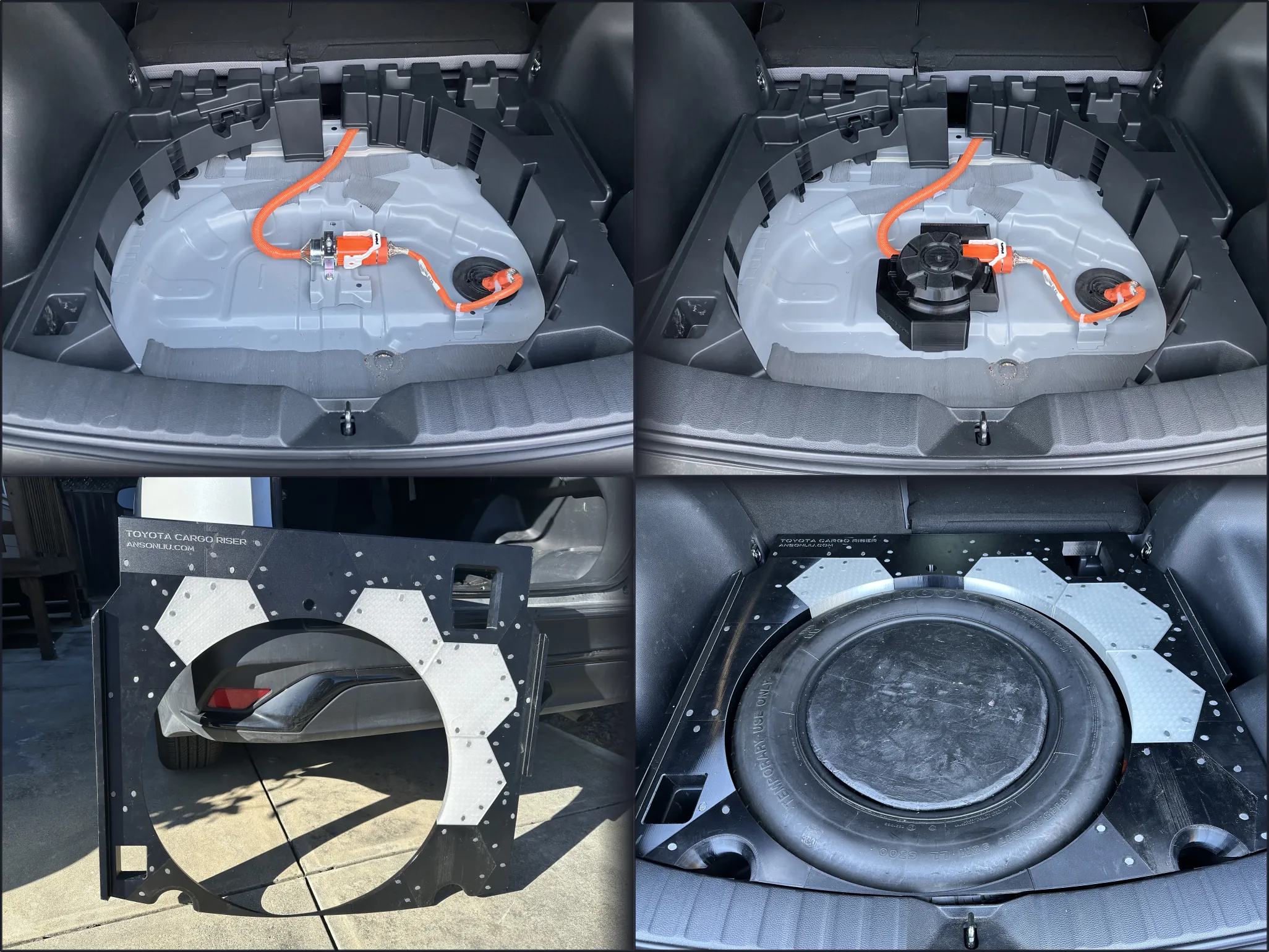 Close-up of the spare tire holder's features